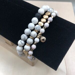 Curated bundle layering stackable stone and faux stone bracelets J.crew and more